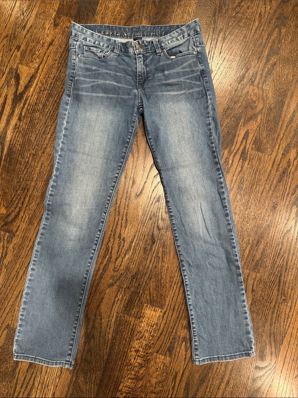 Calvin Klein Jeans Women's Faded Blue Straight-Leg Jeans